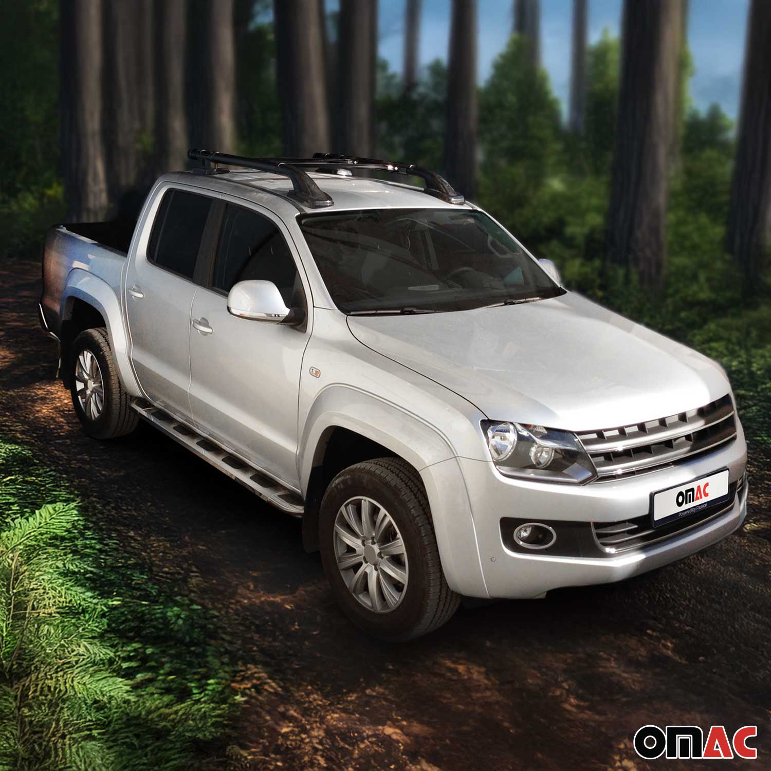 Dachreling & Dachträger Satz für Ford Ranger Double Cab 2007-2012 Alu Schwarz 4x