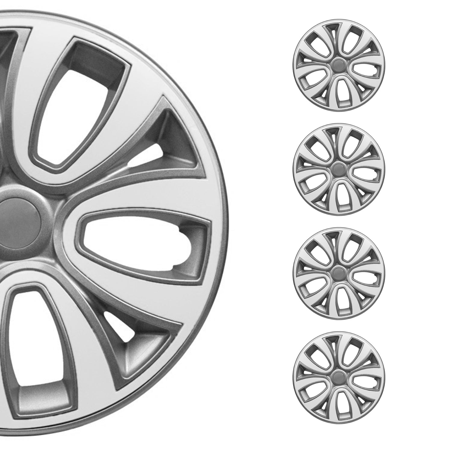 4x Radkappen Radzierblenden Radblenden 14" Zoll Stahlfelgen Silber weiß