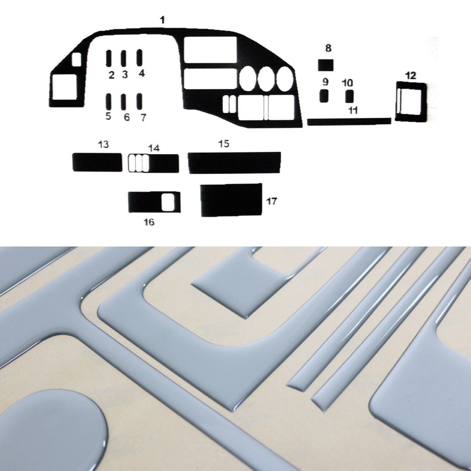 Innenraum Dekor Cockpit für Mercedes Sprinter 1995-2000 Aluminium Optik 17tlg