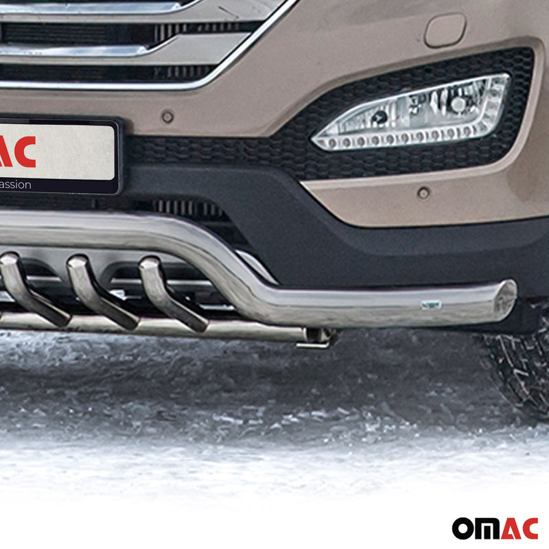 Frontschutzbügel Frontbügel für Hyundai Santa Fe 2012-2018 mit ABE Stahl Silber