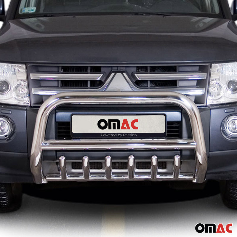 Frontbügel Frontschutzbügel für Mitsubishi Pajero 2007-2014 mit ABE Stahl Silber