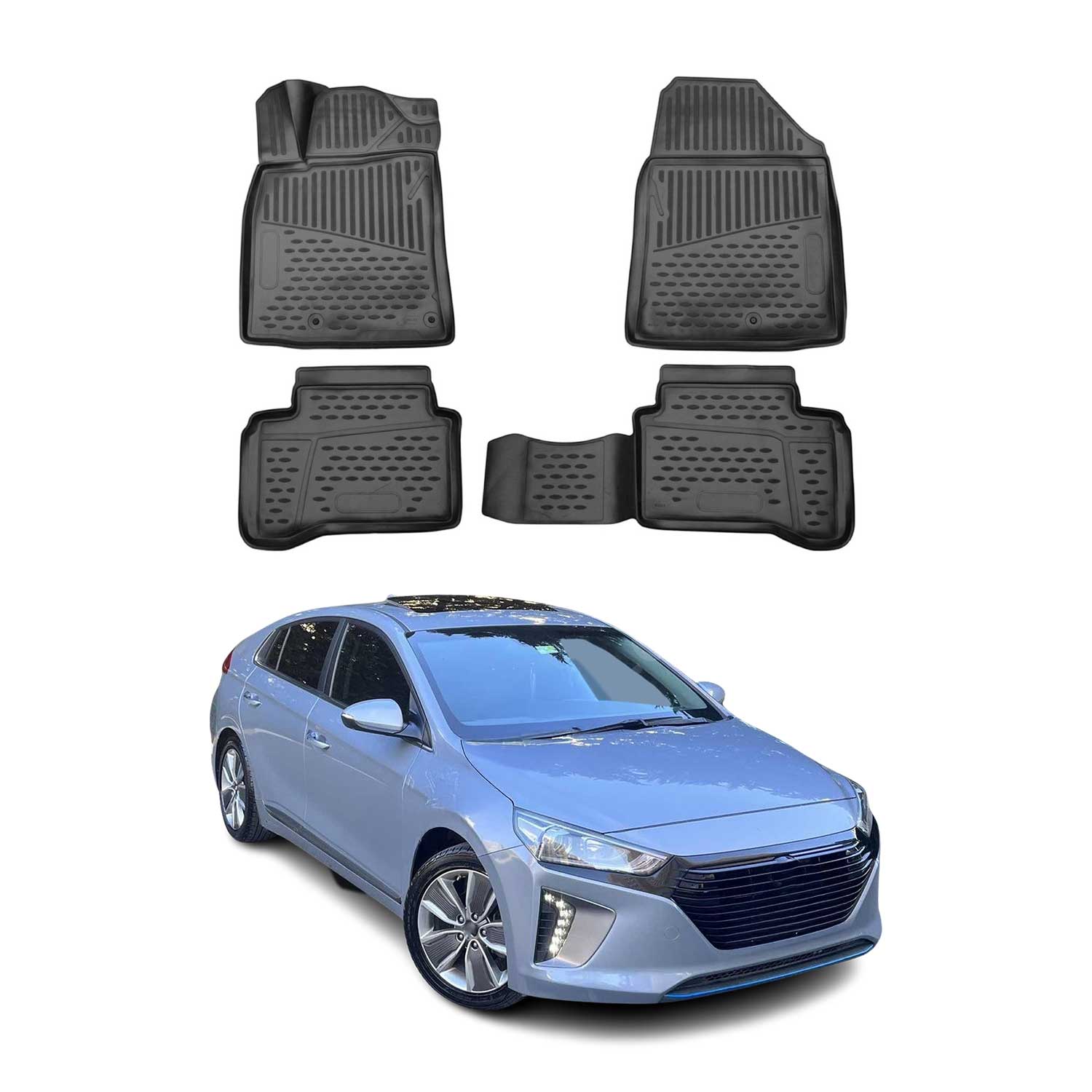 OMAC Gummimatten Fußmatten für Hyundai Ioniq 2017-2022 TPE Automatten Schwarz 4x