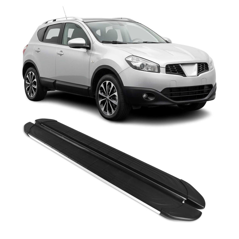 Trittbretter Seitenschweller für Nissan Qashqai J10 2006-2014 Alu Schwarz Grau