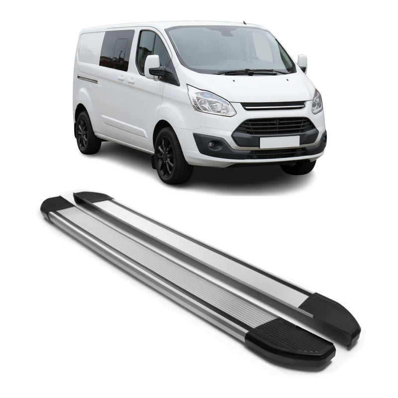 Trittbretter Seitenschweller für Ford Tourneo Custom 2013-2023 L2 Alu Grau 2 tlg