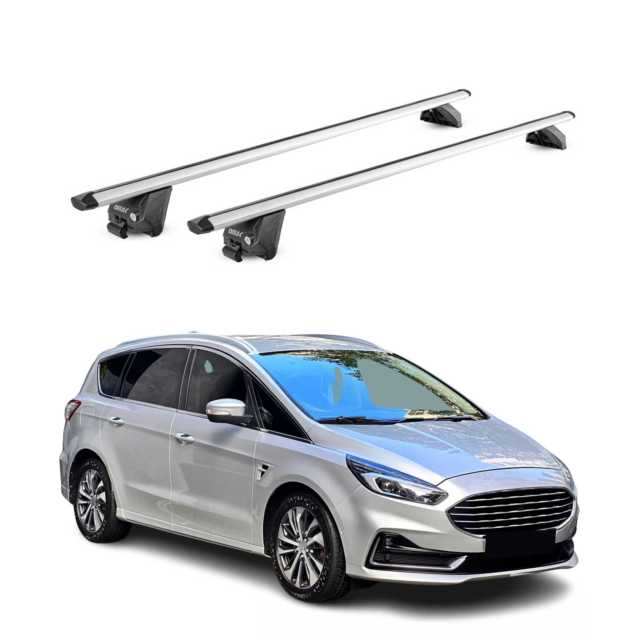 Dachträger Grundtäger für Ford S-Max II 2015-2023 100kg Aluminium Silber 2x ABE