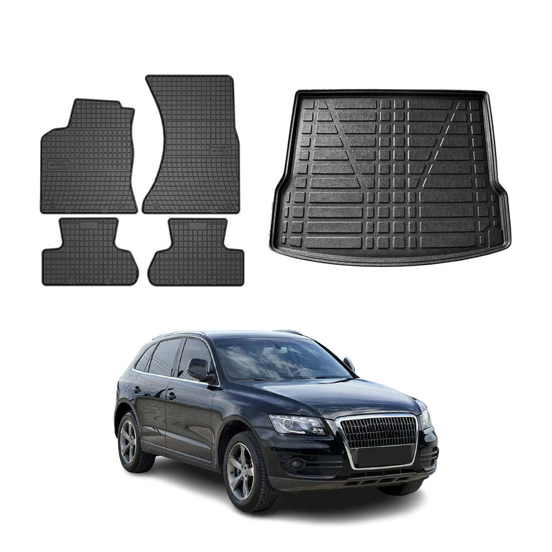 Fußmatten & Kofferraumwanne Set für Audi Q5 8RB 2008-2017 Gummi TPE Schwarz 5x