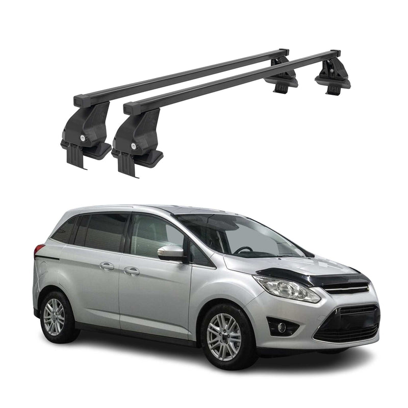 Menabo Stahl Dachträger Gepäckträger für Ford C-Max 2010-2019 Schwarz 2tlg