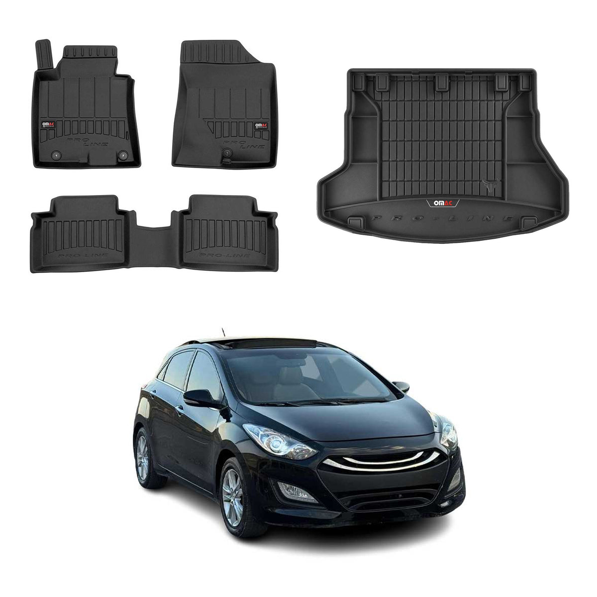 OMAC Fußmatten & Kofferraumwanne Set für Hyundai i30 II Kombi 2012-2017