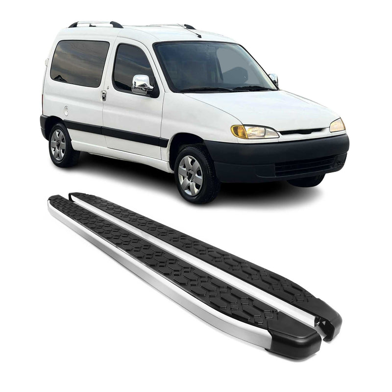 Alu Trittbretter Seitenschweller für Peugeot Partner 1996-2008 Schwarz Silber 2x