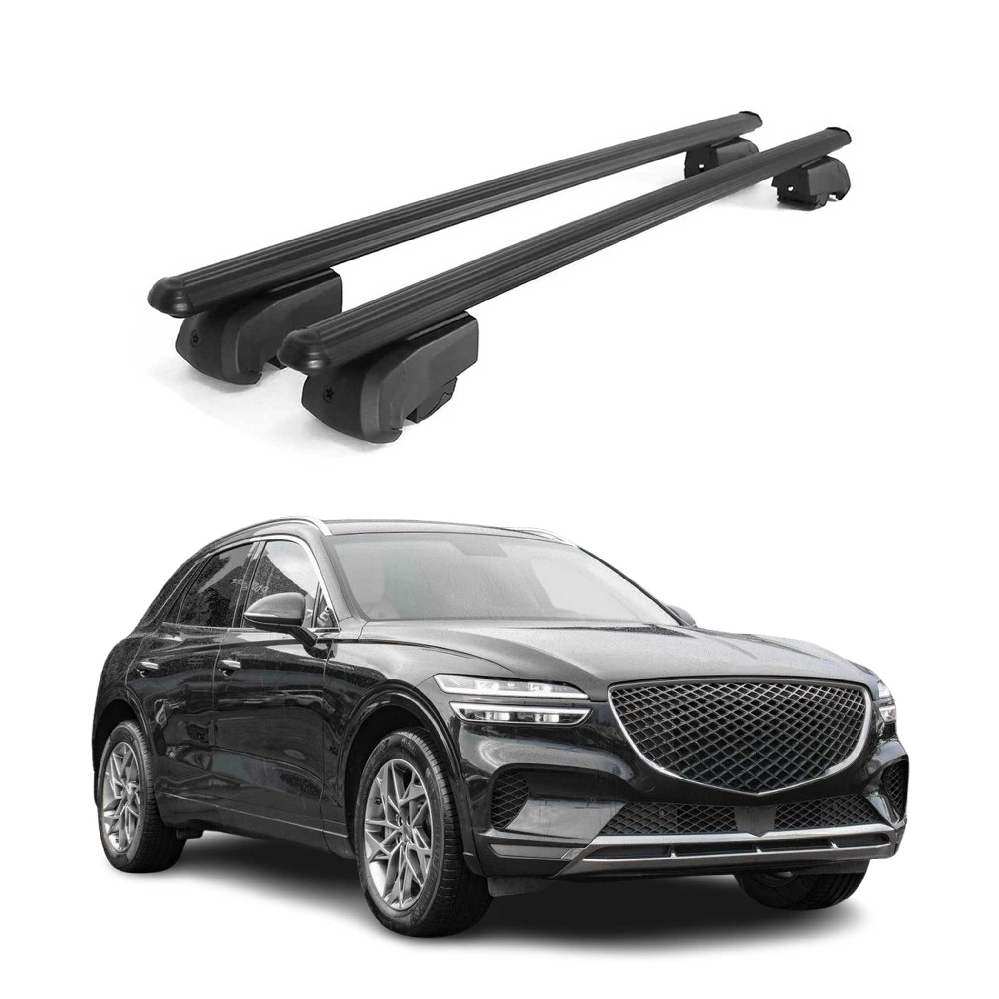 Dachträger Grundtäger für Genesis GV60 2022-2026 75kg Alu Schwarz 2 tlg