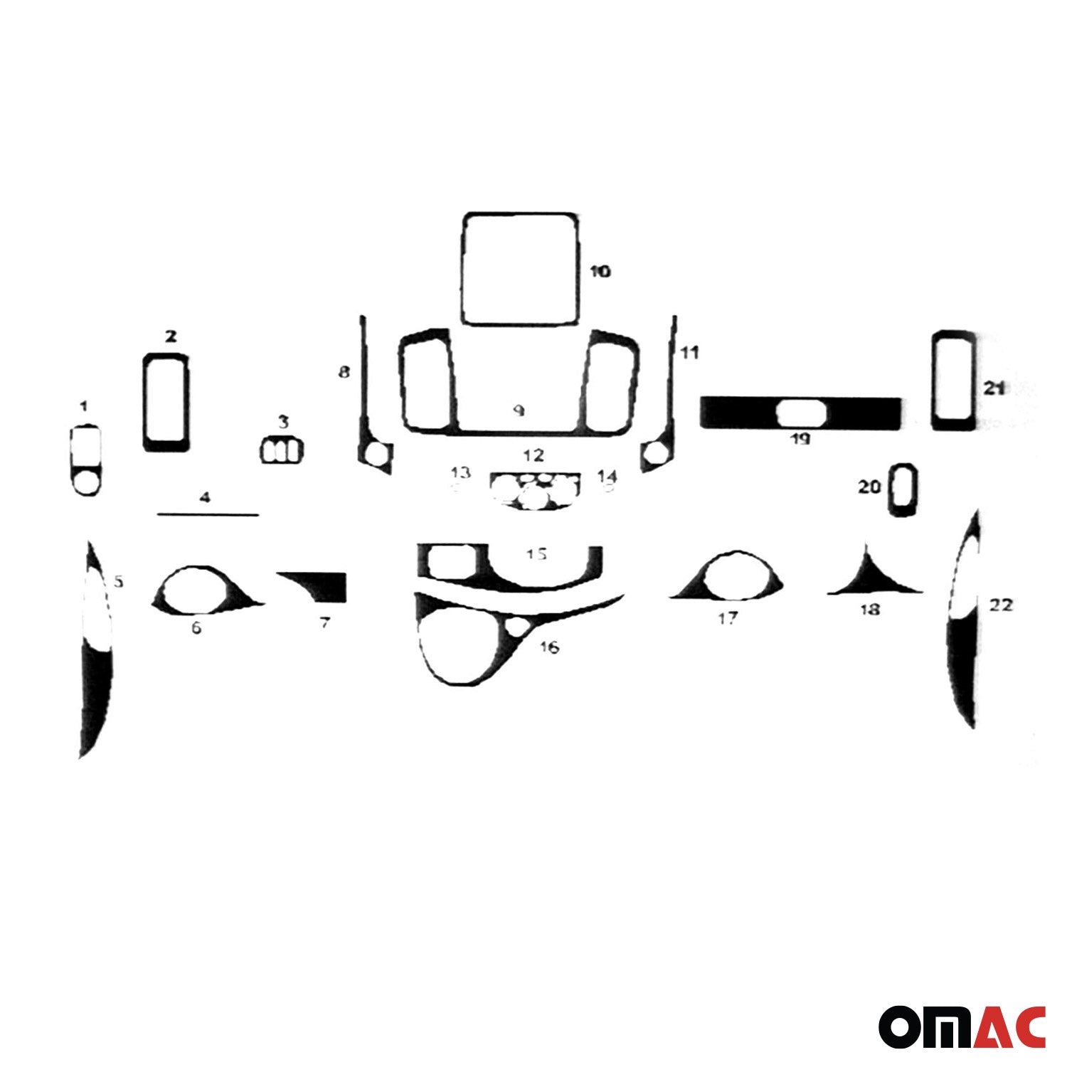 Innenraum Dekor Cockpit für Opel Vivaro A 2010-2014 FL Piano Schwarz Optik 22tlg