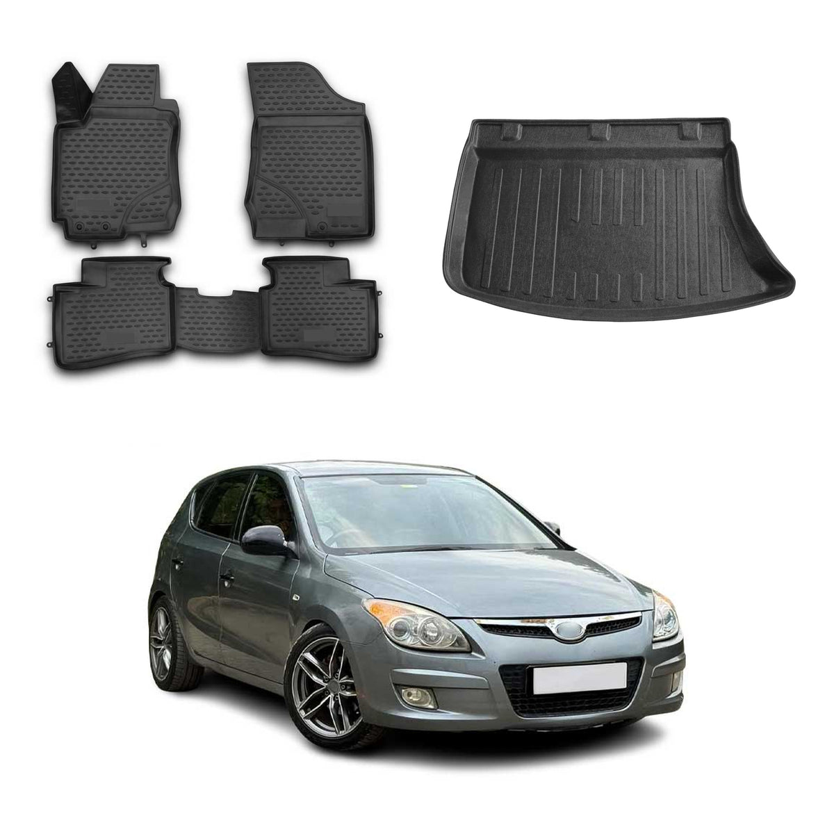 OMAC Fußmatten & Kofferraumwanne Set für Hyundai i30 I Kombi 2007-2012