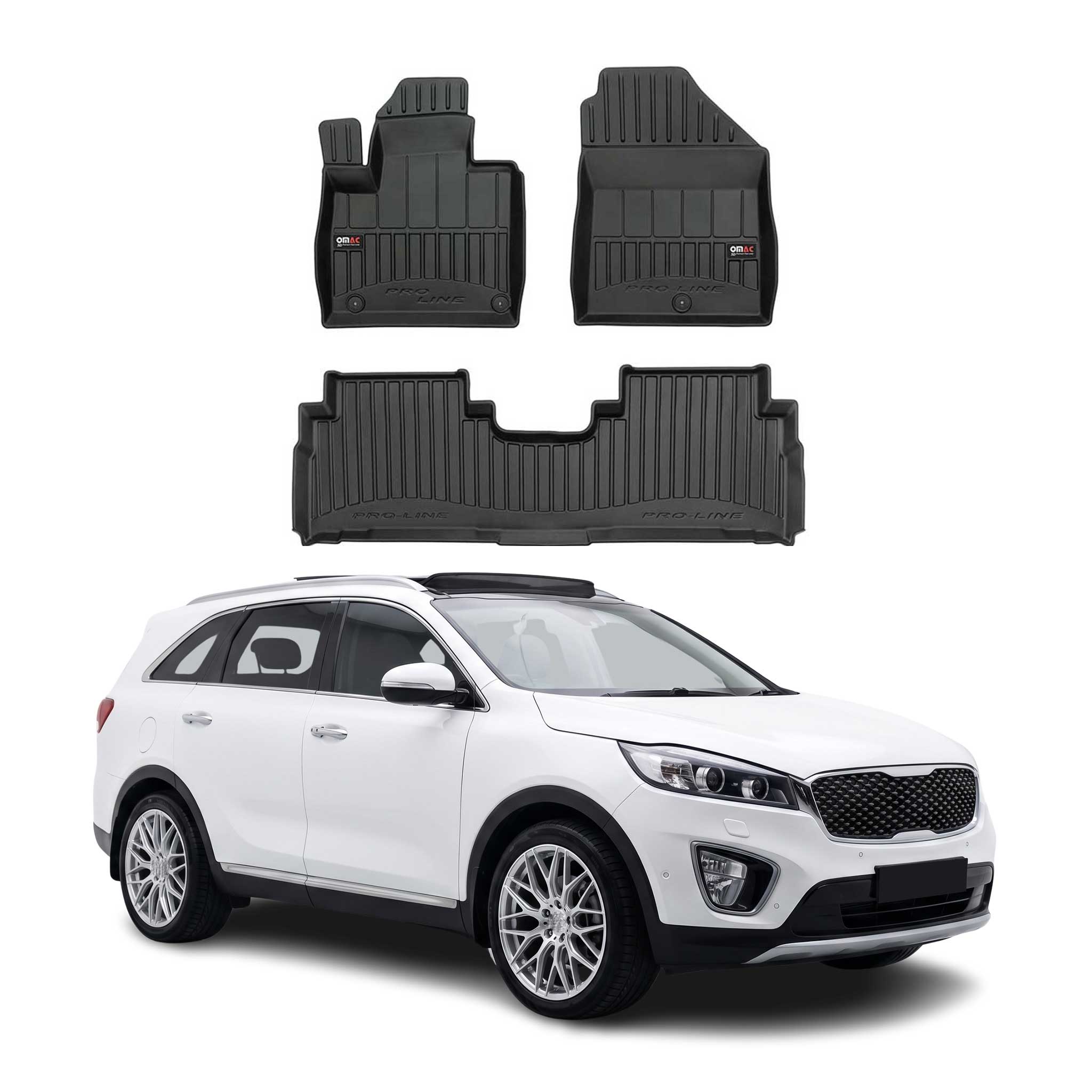 OMAC Gummi Fußmatten für Kia Sorento 2015-2020 Premium TPE Automatten Schwarz 3x