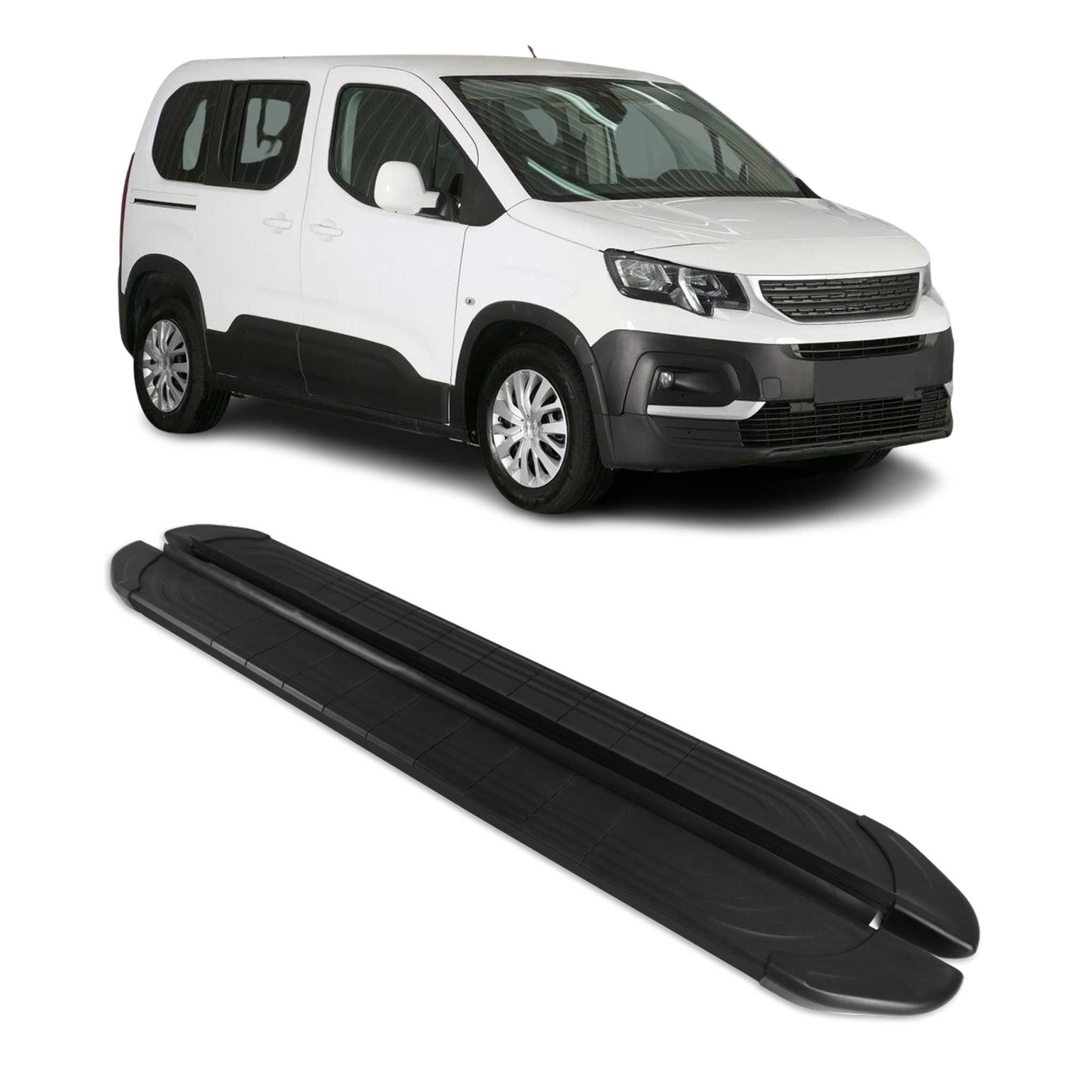 Seitenschweller Trittbretter für Peugeot Rifter 2018-2026 Kombi L1 Schwarz 2 tlg