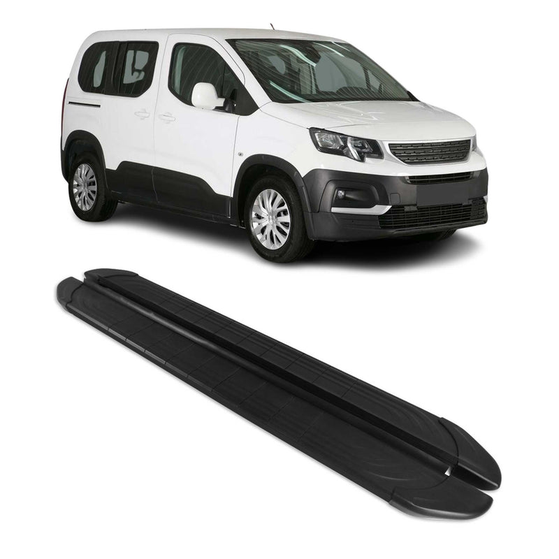 Seitenschweller Trittbretter für Peugeot Rifter 2019-2025 Kombi L1 Schwarz 2 tlg