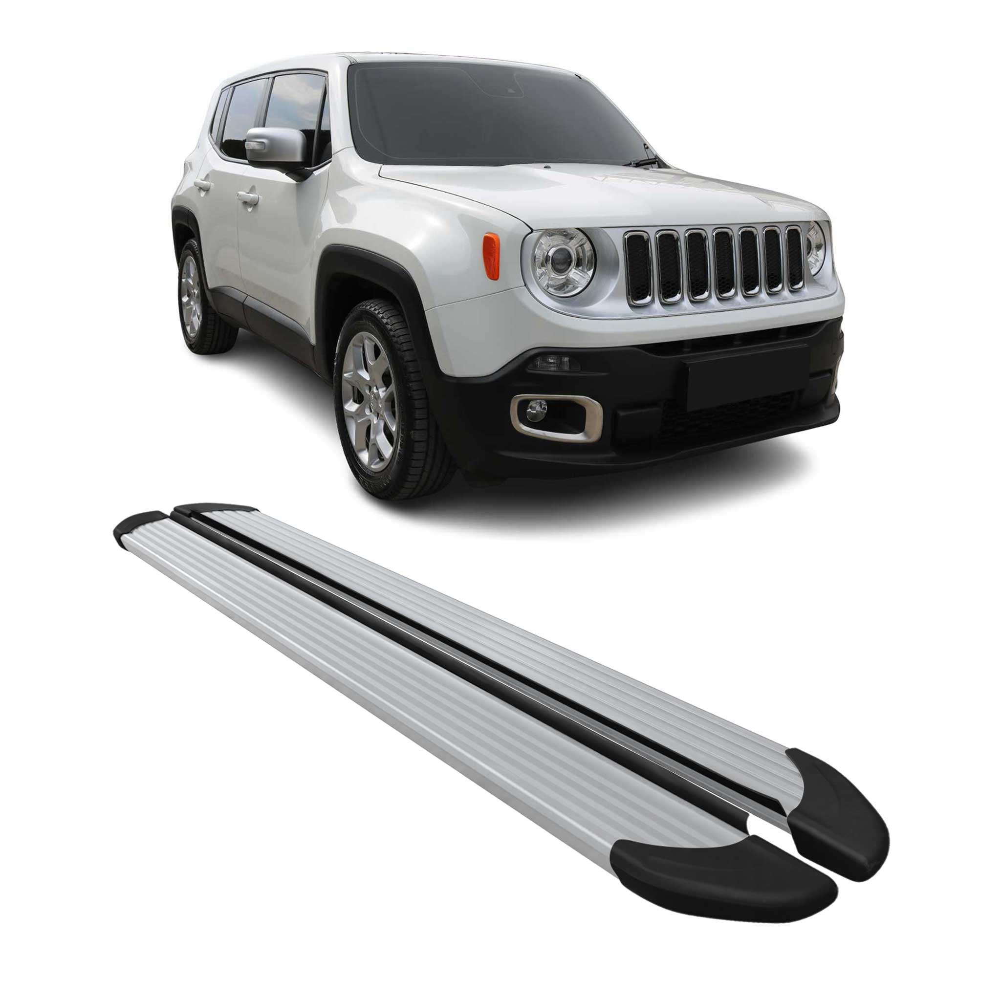 Seitenschweller Trittbretter Schweller für Jeep Renegade 2015-2024 Alu Grau