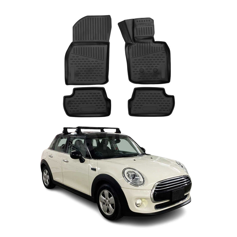OMAC Gummimatten Fußmatten für Mini Hatch 2013-2020 TPE Automatten Schwarz 4x