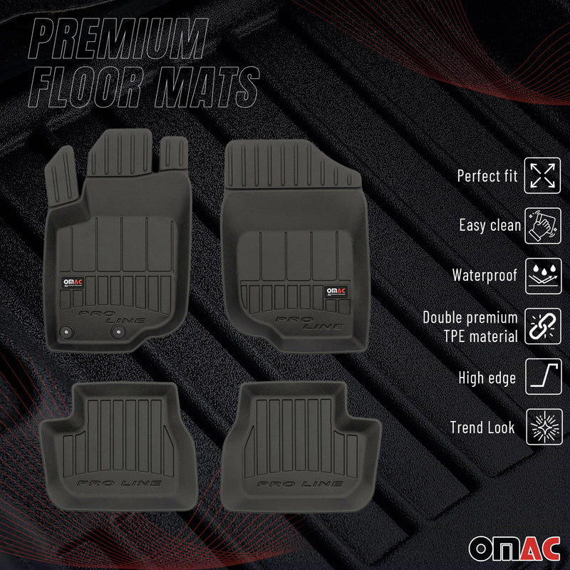 OMAC Gummi Fußmatten für Peugeot 207 2006-2012 Premium TPE Automatten Schwarz 4x