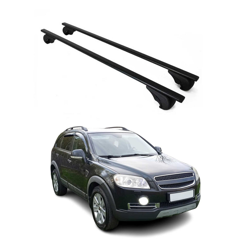 Dachträger Grundtäger für Chevrolet Captiva 2006-2016 75kg Metall Schwarz 2 tlg
