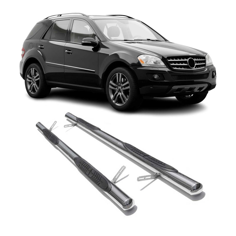 Edelstahl Trittbretter Schwellerrohre für Mercedes M Klasse W164 2005-2011 2 tlg
