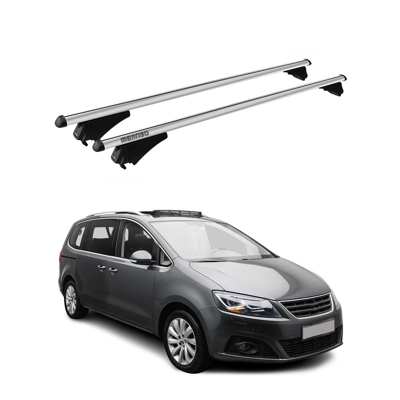 Menabo Dachträger Grundtäger für Seat Alhambra mk2 2015-2020 75kg Alu Silber 2x