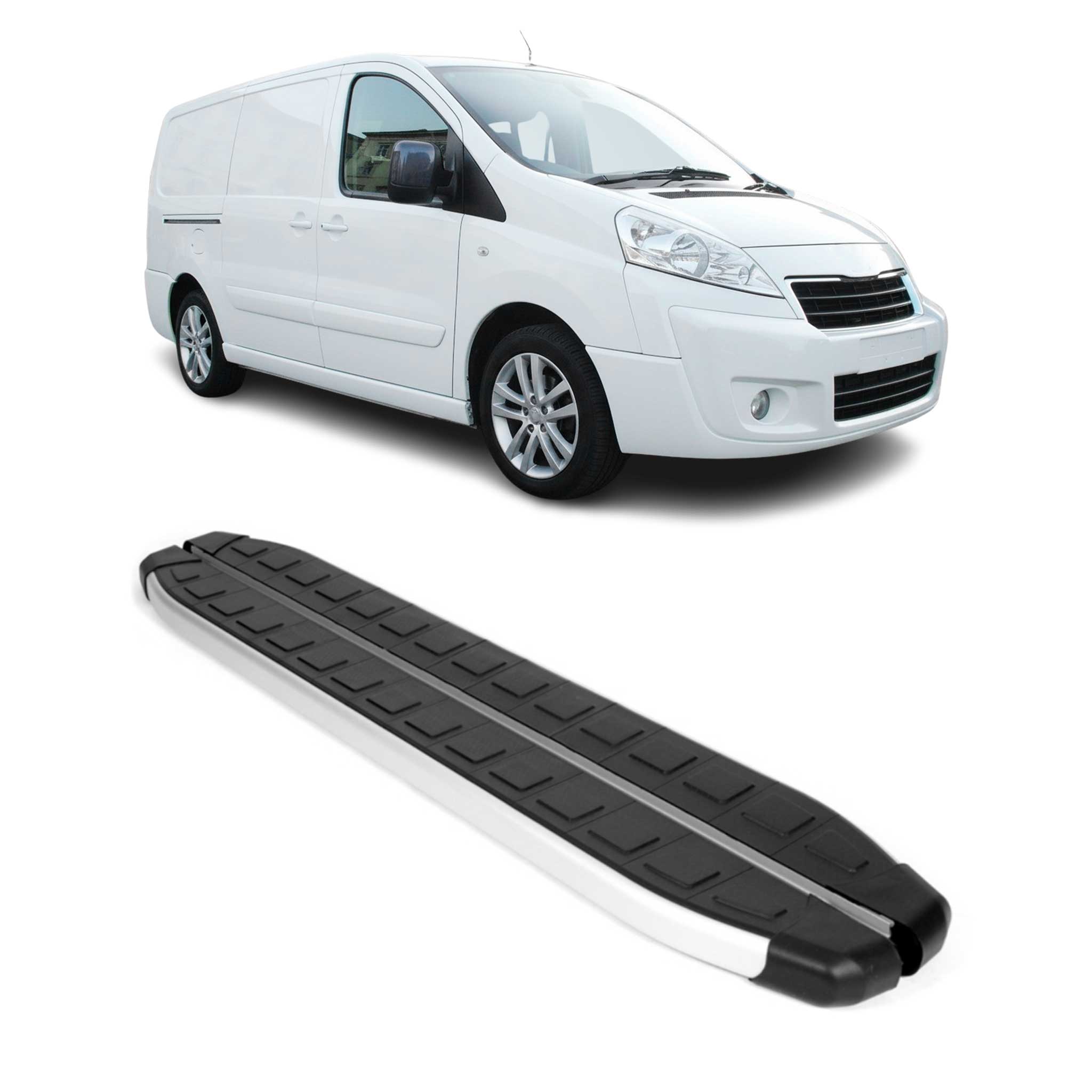 Seitenbretter Trittbretter für Peugeot Expert 2007-2016 L2 Langer Alu Schwarz