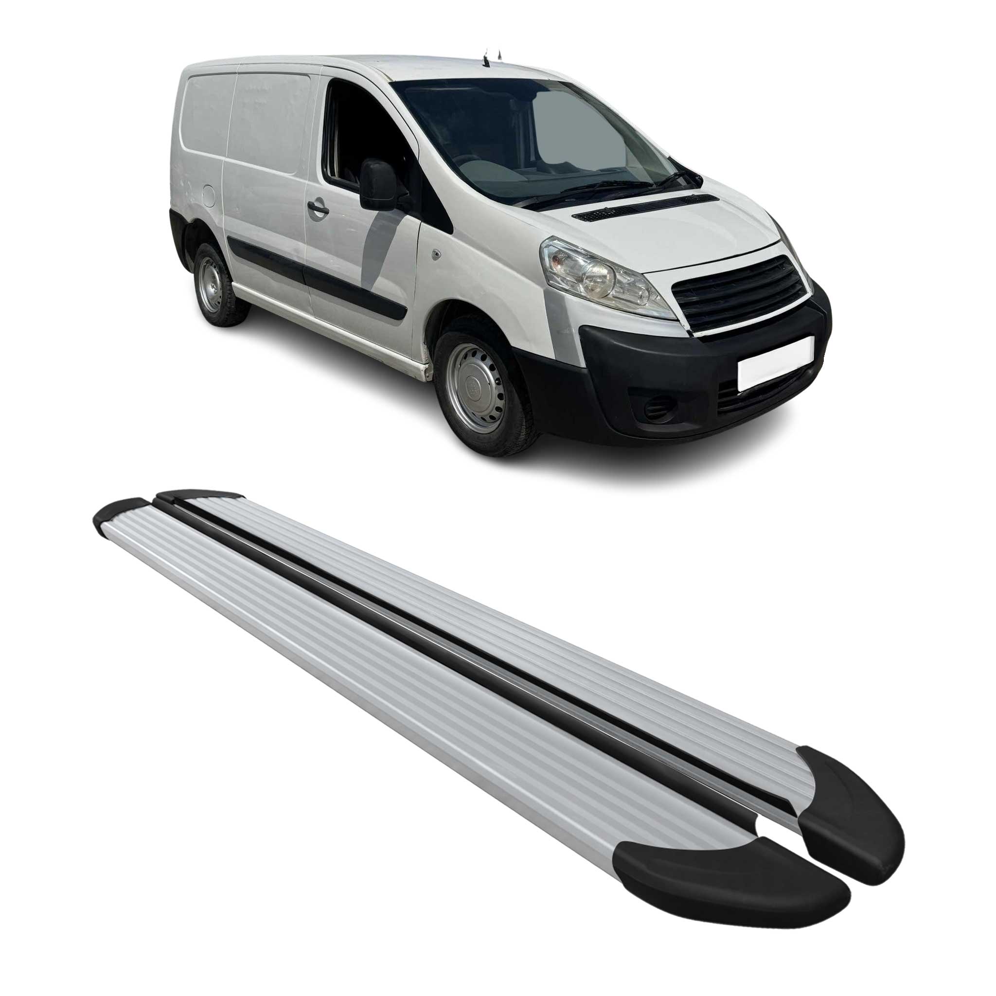 Seitenschweller Trittbretter Schweller für Fiat Scudo 2007-2016 L1 Alu Grau