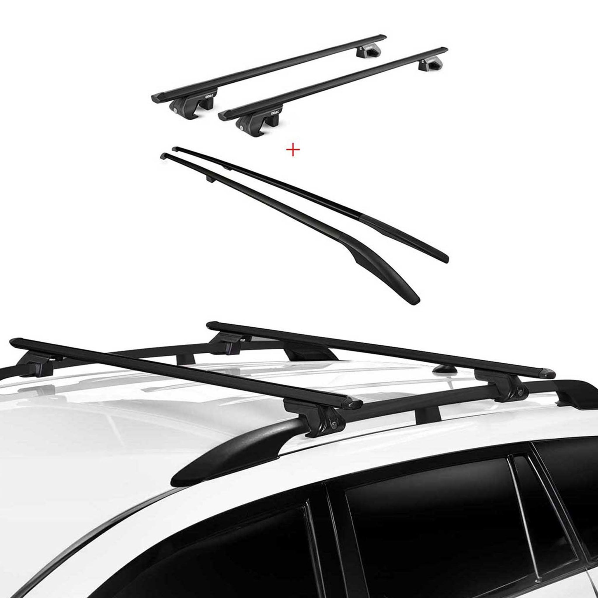 Dachreling + Dachträger Satz für Porsche Cayenne 9PA 2002-2010 Alu Schwarz