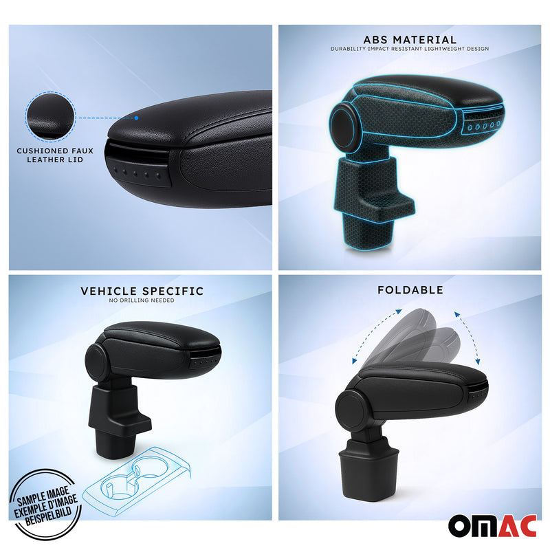 Mittelarmlehne Armlehne für Dacia Duster 2010-2017 PU-Leder ABS Schwarz