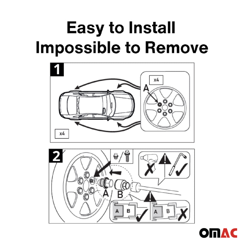 Radschloss Satz für Fiat Punto / Marea/ Palio/ Idea  ab 2001 Silber M12X1.25