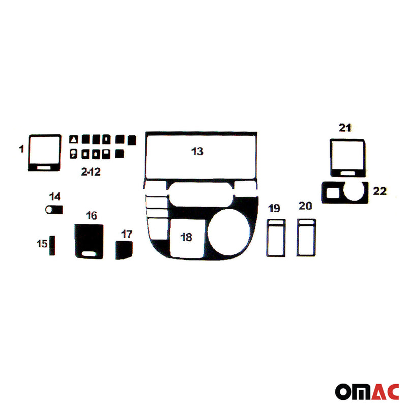 Innenraum Dekor Cockpit für VW T5 Multivan 2003-2009 Carbon Optik 22 tlg