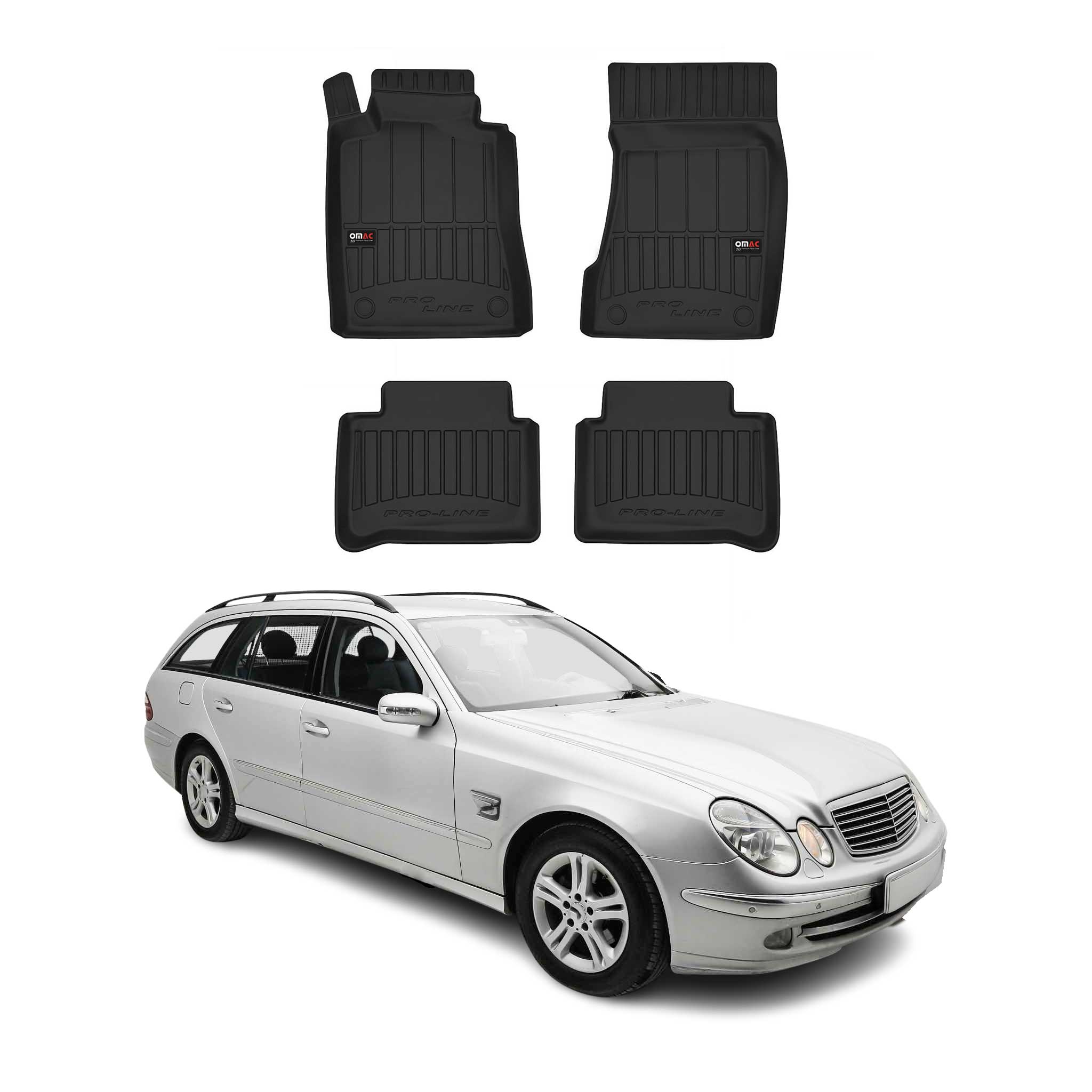 OMAC Gummi Fußmatten für Mercedes E Klasse T-Model W211 S211 2003-09 Premium 4x
