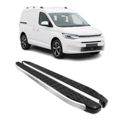Trittbretter Seitenschweller für VW Caddy Maxi 2020-26 L2 Silber Schwarz Alu 2x