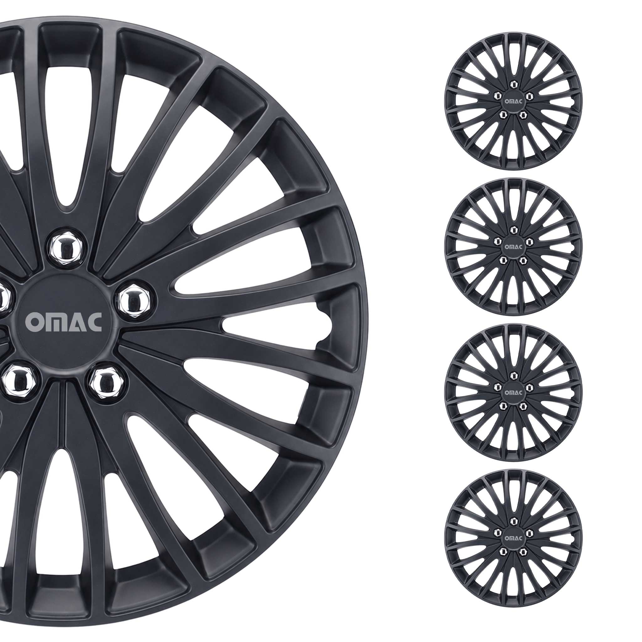 16 Zoll Universal Radblenden Radkappen Radzierblenden Matte Schwarz ABS 4 Stück