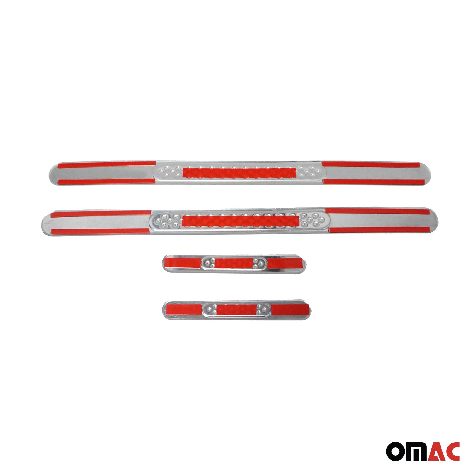 OMAC Einstiegsleisten Türschweller Chrom Edelstahl 4 tlg 50x3,5 cm & 17,5x2,5 cm