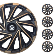 Radkappen Radzierblenden Sparco Varese 16" Zoll Abdeckung Set Gold Schwarz 4x