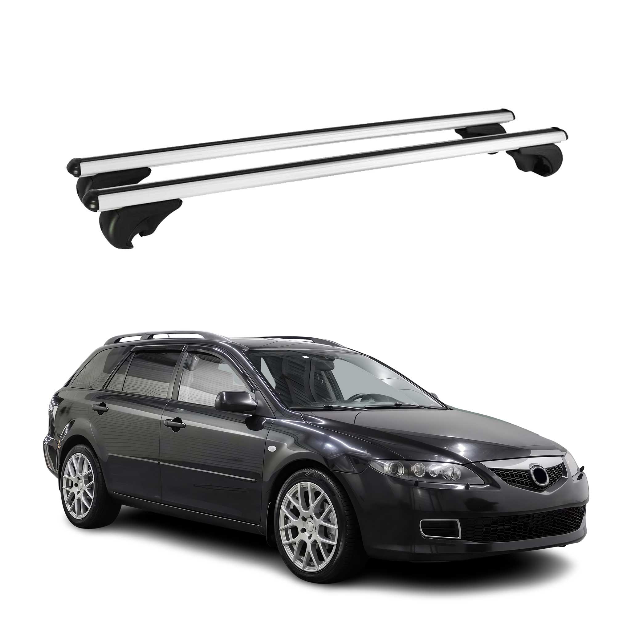 Dachträger Grundtäger für Mazda 6 Kombi 2002-2008 75kg Alu Silber 2 tlg