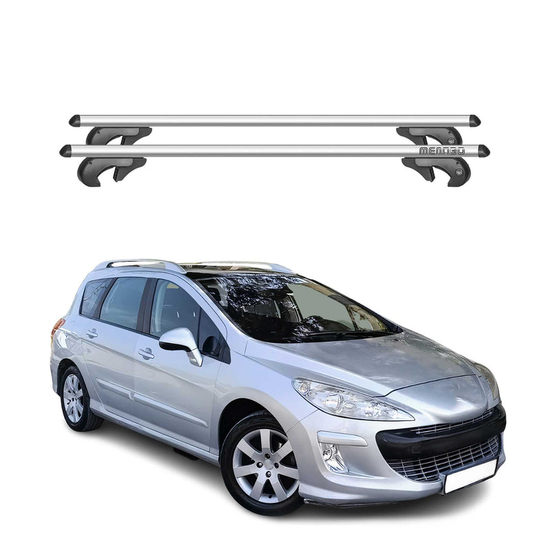 Menabo Dachträger Grundtäger für Peugeot 308 Kombi 2007-2013 90kg Alu Silber 2x