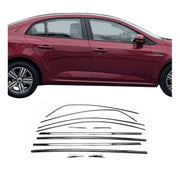 Fensterleisten Zierleisten für Renault Megane Limo 2016-2022 Chrom Dunkel 12x