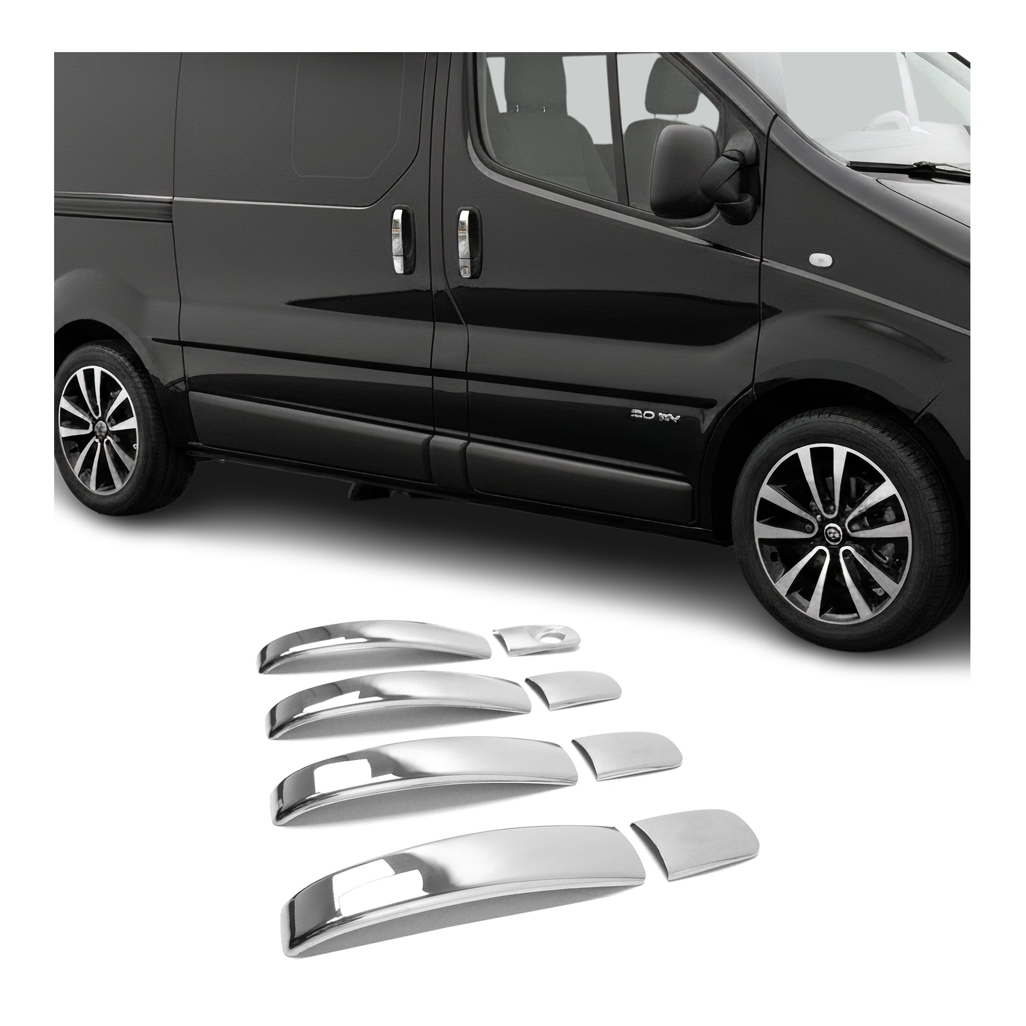Chrom Türgriff Blende für Renault Trafic 2001-2014 4-Tür Edelstahl 8tlg