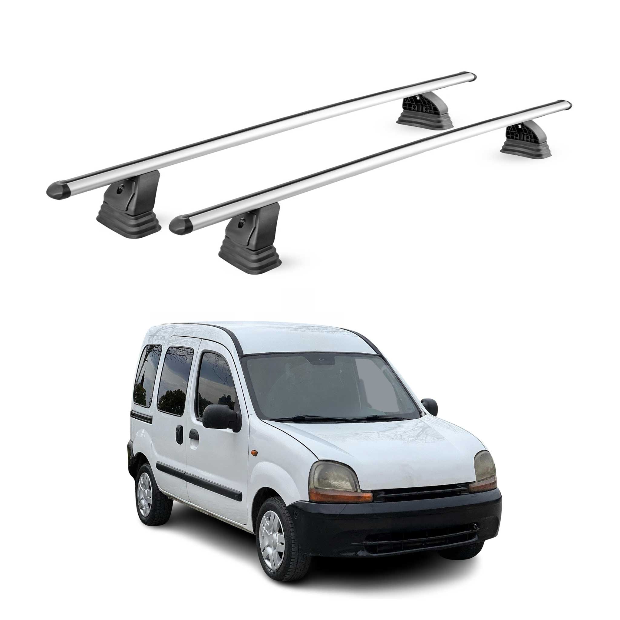 Alu Dachträger für Renault Kangoo I 1997-2007 TÜV T-Nut 75 kg 2tlg Silber