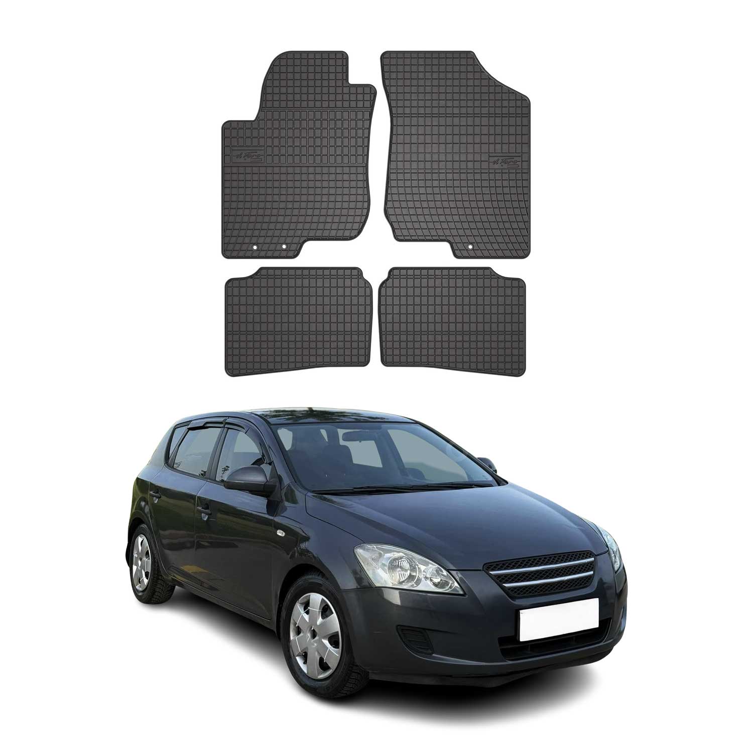 OMAC Gummi Fußmatten für Kia Ceed 2007-2012 Automatten Gummi Schwarz 4tlg