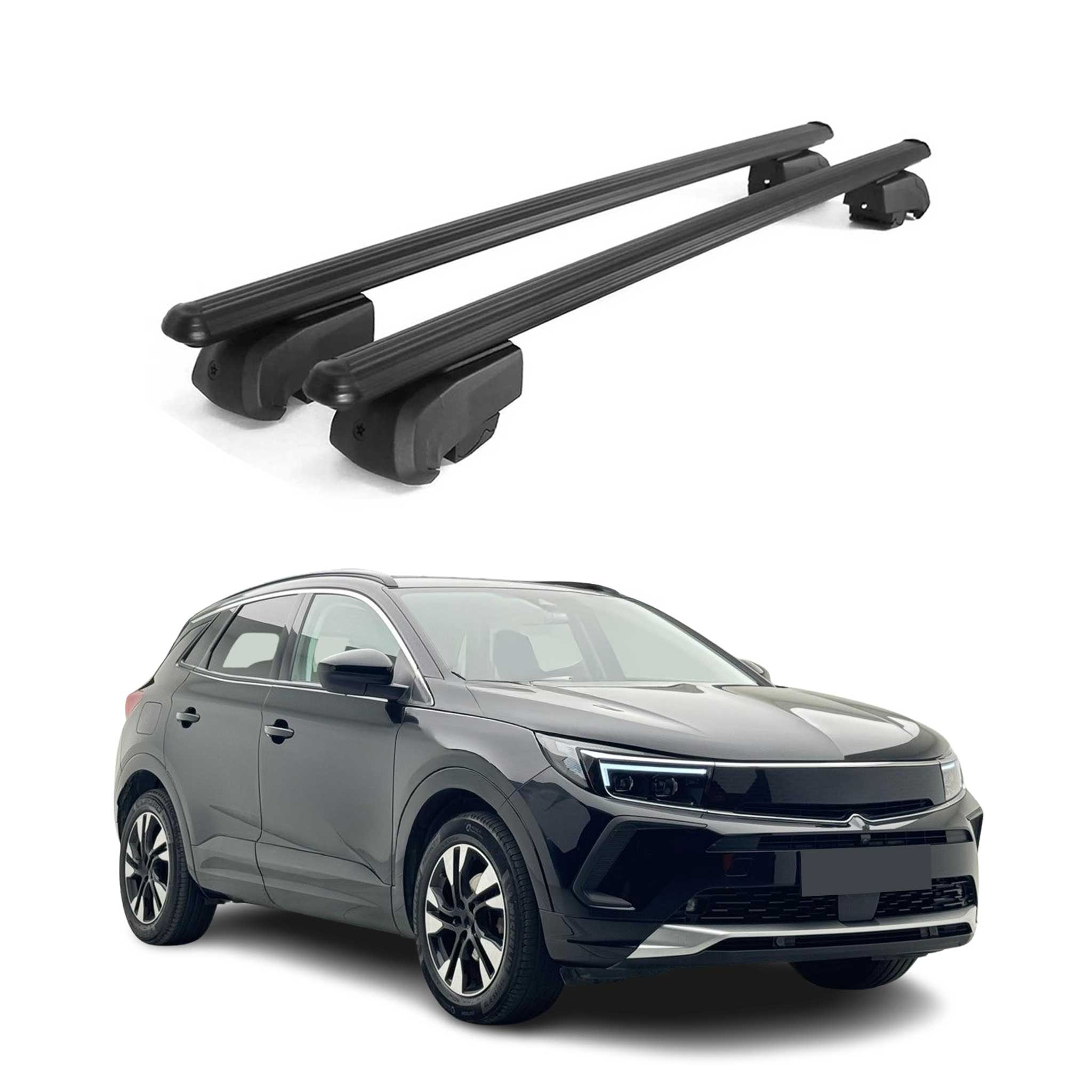 Dachträger Grundtäger für Opel Grandland 2017-2024 75kg Alu Schwarz 2 tlg