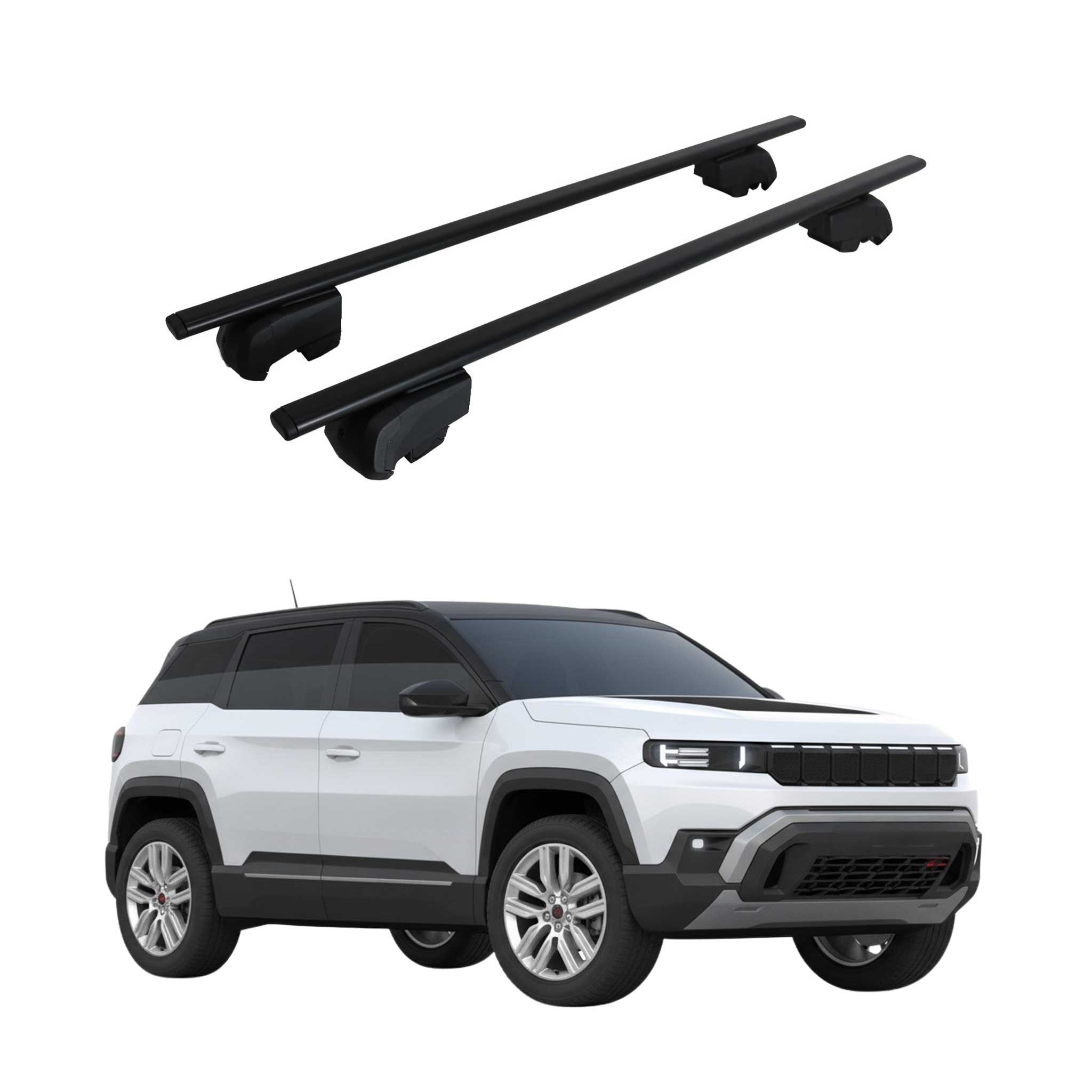 Dachträger Grundtäger für Jeep Compass III J4U ab 2026 75kg Metall Schwarz 2 tlg
