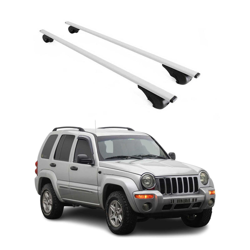 Dachträger Grundtäger für Jeep Cherokee KJ 2002-2007 75kg Metall Silber 2 tlg