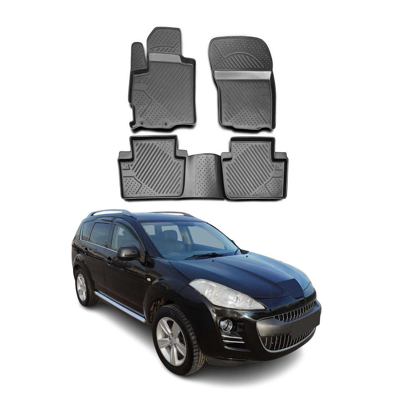 OMAC Gummimatten Fußmatten für Peugeot 4007 2007-2012 TPE Automatten Schwarz 4x