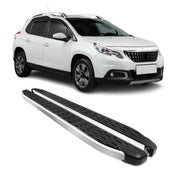 Trittbretter Seitenschweller für Peugeot 2008 I 2013-2017 Pre-FL Schwarz Silber
