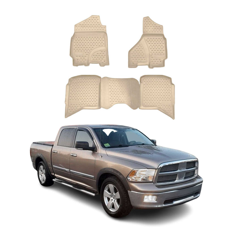 OMAC Gummimatten Fußmatten für Dodge RAM 1500 2500 3500 2002-2012 Crew Cab Beige