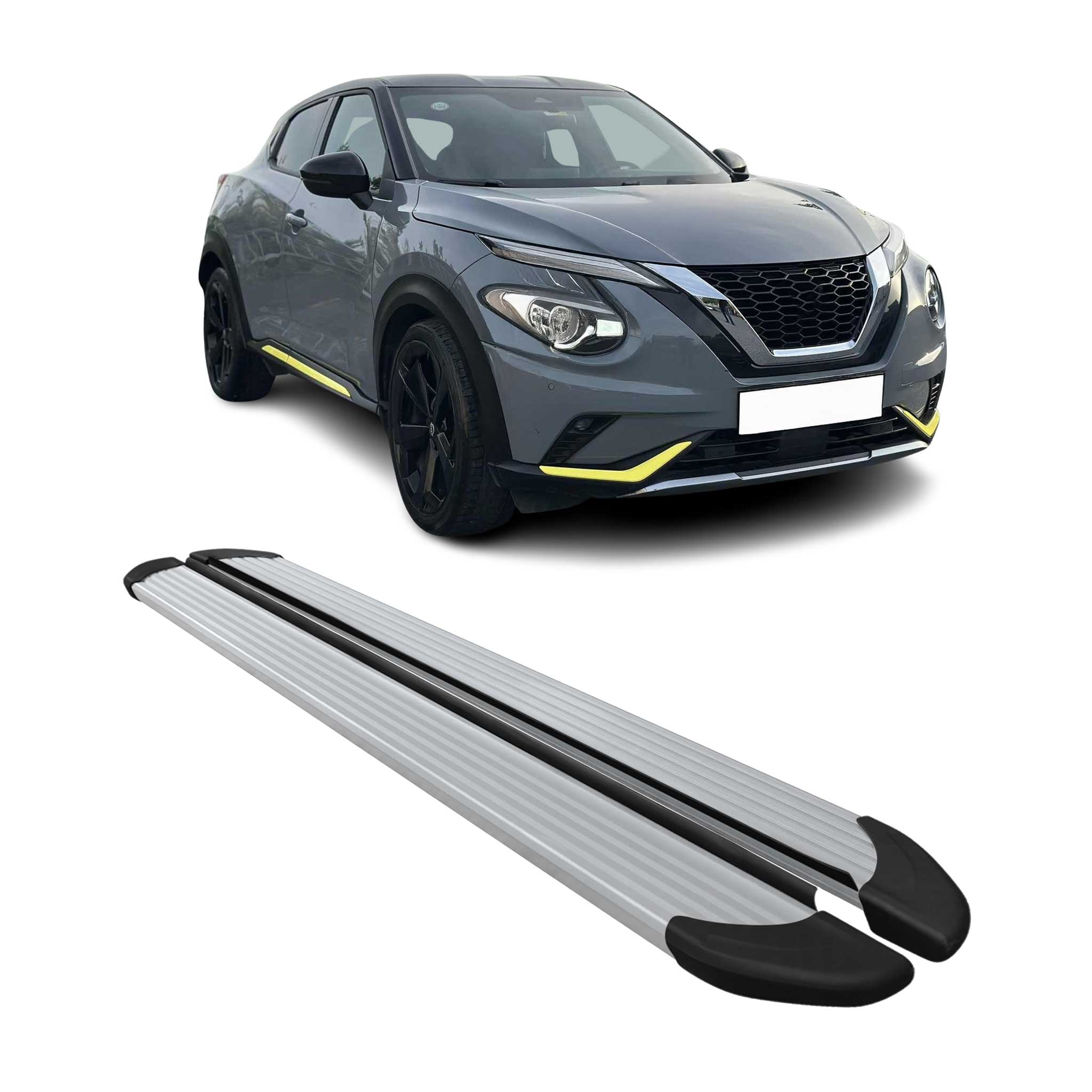 Seitenschweller Trittbretter Schweller für Nissan Juke II 2019-2026 Alu Silber