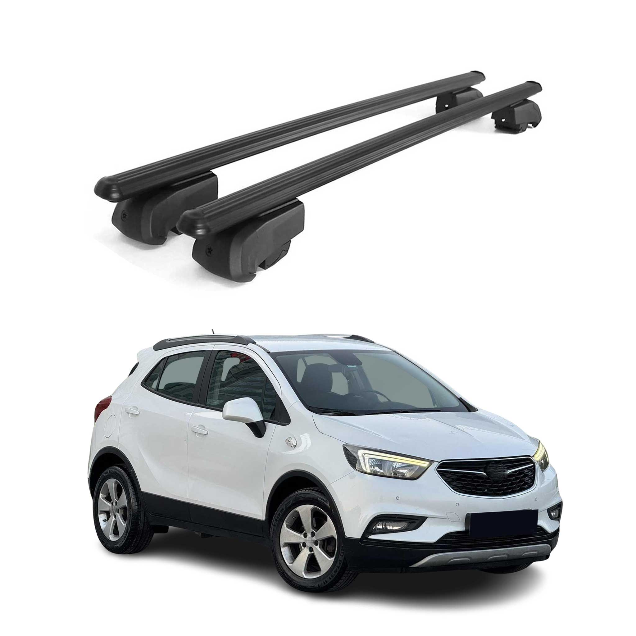 Dachträger Grundtäger für Opel Mokka X 2016-2019 75kg Aluminium Schwarz 2 tlg